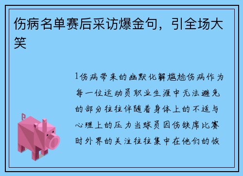 伤病名单赛后采访爆金句，引全场大笑